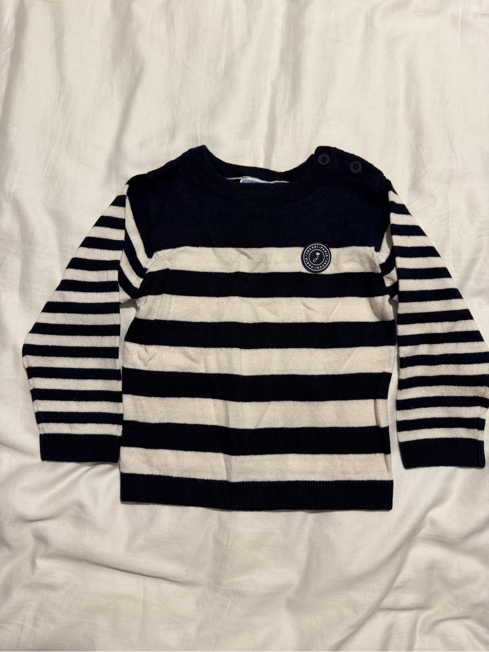 Jacadi Navy and White Striped Knit Top